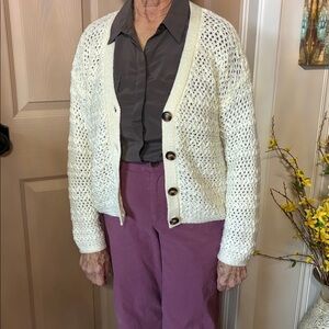 Elegant Cream Button-Up Women's Cardigan